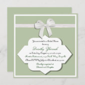Sage Green and White Bow Bridal Shower Invitation Kaart (Voorkant / Achterkant)
