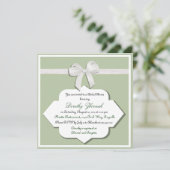 Sage Green and White Bow Bridal Shower Invitation Kaart (Staand voorkant)