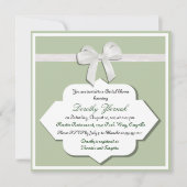 Sage Green and White Bow Bridal Shower Invitation Kaart (Voorkant)