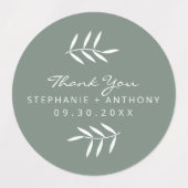 Sage Green and White Branches Wedding Bedankt Labels (Design 2)