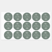 Sage Green and White Branches Wedding Bedankt Labels (Vel)