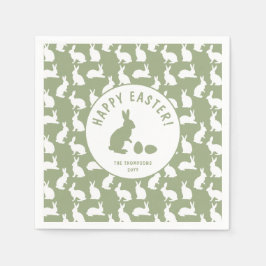 Sage Green And White Bunnies Happy Easter Servet