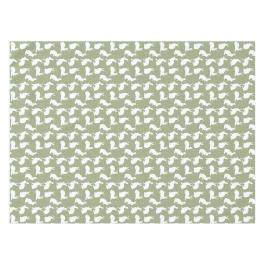 Sage Green And White Bunny Pattern Cute Easter Tafelkleed (Voorkant (Horizontaal))