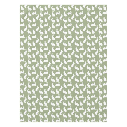 Sage Green And White Bunny Pattern Cute Easter Tafelkleed (Voorkant)