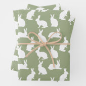 Sage Green And White Bunny Pattern Modern Easter Inpakpapier Vel (In situ)