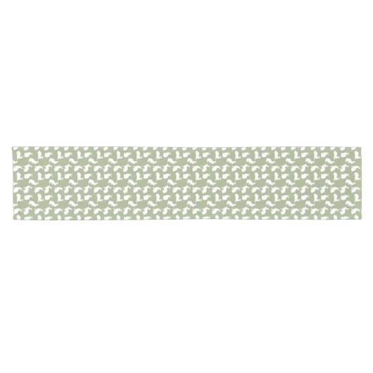 Sage Green And White Bunny Pattern Modern Easter Korte Tafelloper (Horizontaal)