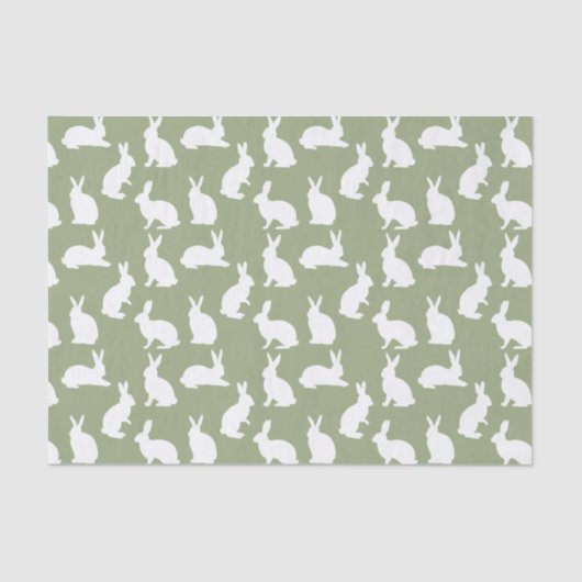 Sage Green And White Bunny Pattern Stylish Easter Tissuepapier (Voorkant)
