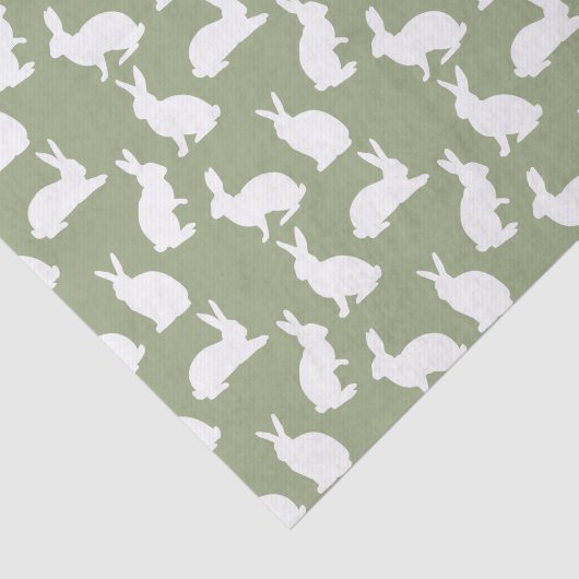 Sage Green And White Bunny Pattern Stylish Easter Tissuepapier (Detail)
