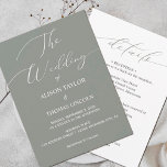 Sage Green and White Calligraphy Simple All In One Kaart<br><div class="desc">Modern handgeschreven kalligrafie lettertype en donkerdere salie groene achtergrond - alle kleuren kunnen worden gewijzigd met behulp van ontwerptools.</div>