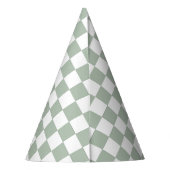 Sage Green and White Checkered  Feesthoedjes (Achterkant)