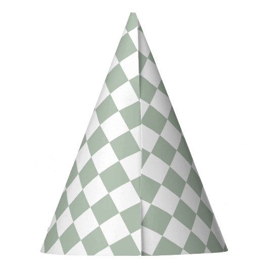 Sage Green and White Checkered  Feesthoedjes (Achterkant)