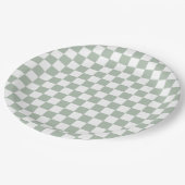 Sage Green and White Checkered Papieren Bordje (Gekanteld)