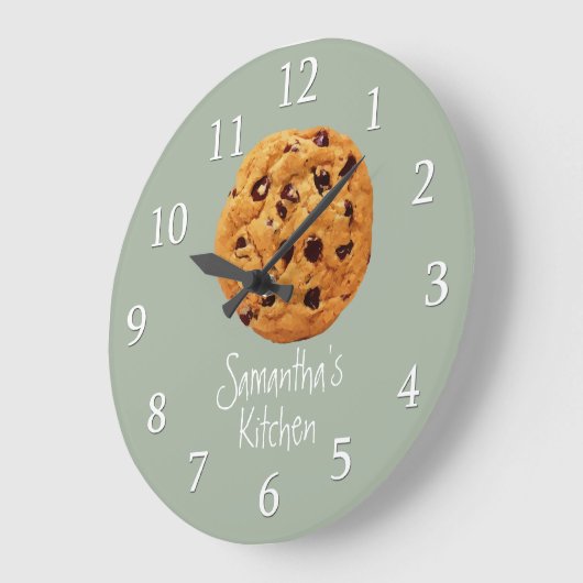 Sage Green and White Chocolate Chip Kitchen Grote Klok (Hoek)