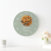 Sage Green and White Chocolate Chip Kitchen Grote Klok (Huis)