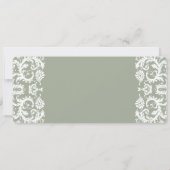 Sage Green and White Damask Wedding Kaart (Achterkant)