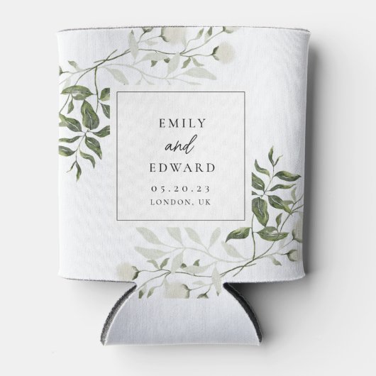 Sage Green and White Floral Wedding Favor Blikjeskoeler (Voorkant)