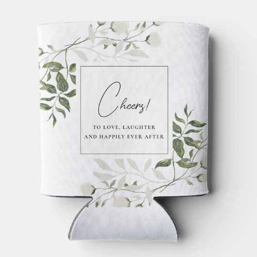 Sage Green and White Floral Wedding Favor Blikjeskoeler (Achterkant)