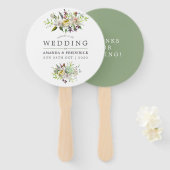 Sage Green and White Floral Wedding Favor Handwaaier (Voorkant en achterkant)