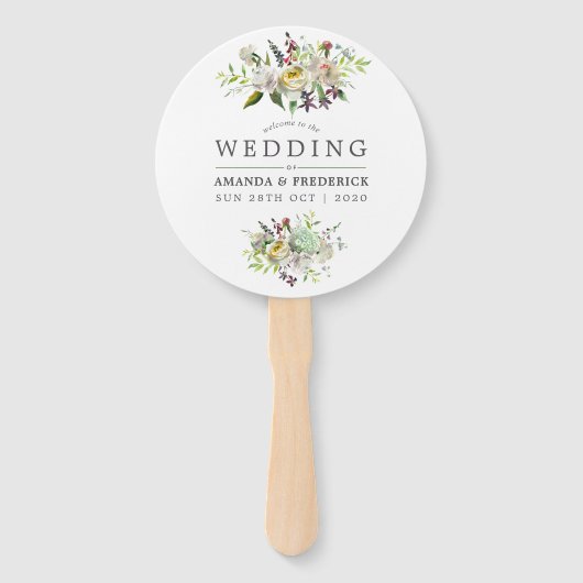 Sage Green and White Floral Wedding Favor Handwaaier (Voorkant)