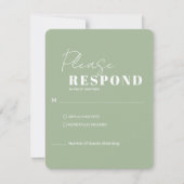  Sage Green and White Modern Minimalist Wedding RSVP Kaartje (Voorkant)