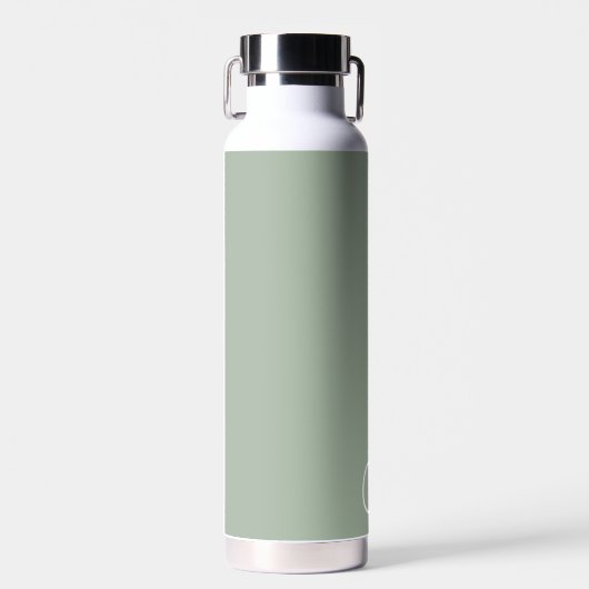 Sage Green and White Personalized Water Fles (Voorkant)