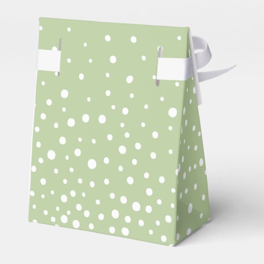 Sage green and white polka dot pattern wedding fav bedankdoosjes (Achterkant)