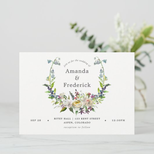 Sage Green and White Waterverf Floral Wedding Kaart (Staand voorkant)