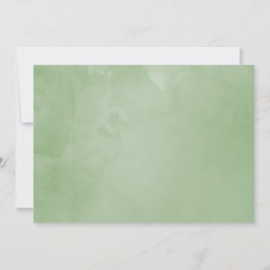 Sage Green and White Waterverf Floral Wedding Kaart (Achterkant)