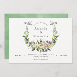 Sage Green and White Waterverf Floral Wedding Kaart