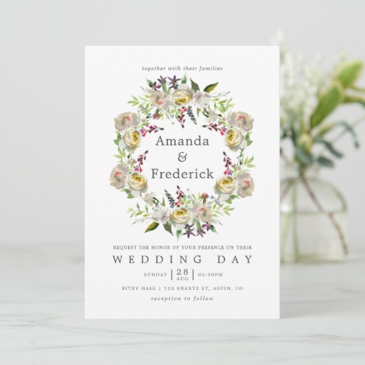 Sage Green and White Waterverf Floral Wedding Kaart (Staand voorkant)