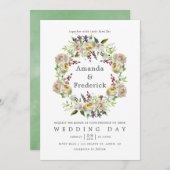 Sage Green and White Waterverf Floral Wedding Kaart (Voorkant / Achterkant)