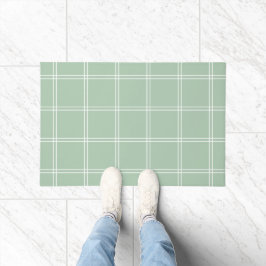 Sage Green and White WindowPane Check Deurmat