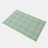 Sage Green and White WindowPane Check Deurmat (Schuin)