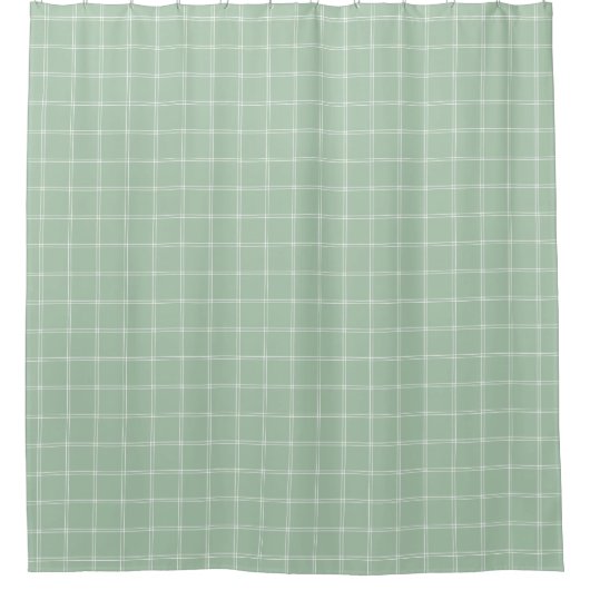 Sage Green and White WindowPane Check Douchegordijn (Voorkant)