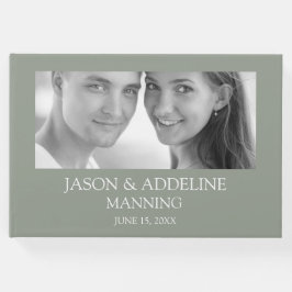 Sage Green Any Photo Black White Weddenschap Gastenboek