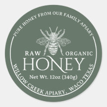 Sage Green Apiary Bij Ruw Organisch Honing Pot Eti