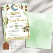 Sage Green Aqeeqah geboorteaankondiging voor mosli Kaart
