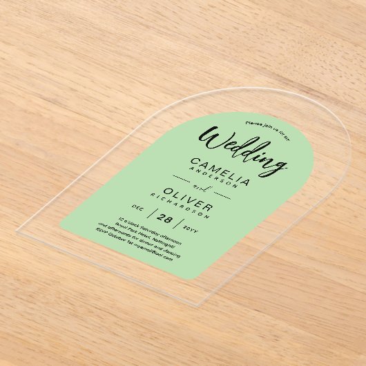 Sage Green Arch Acryl Wedding nodigt uit tot moder Acryl Uitnodigingen (Laagn)