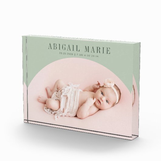 Sage Green Arch Baby Foto Keepsake (Rechts)