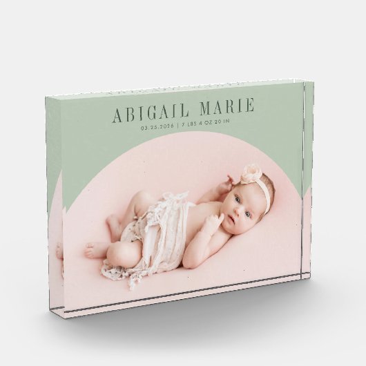 Sage Green Arch Baby Foto Keepsake (Links)
