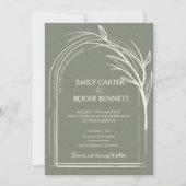 Sage Green Arch Botanical Wedding Invitation (Voorkant)