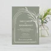 Sage Green Arch Botanical Wedding Invitation (Staand voorkant)