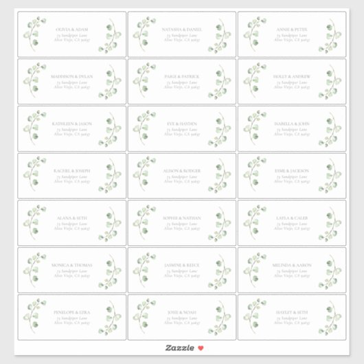 Sage Green Arch Botanische bruiloft Gastadres Sticker (Vel)