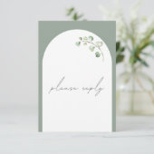 Sage Green Arch Botanische Bruiloft Maaltijd keuze RSVP Kaartje (Staand voorkant)