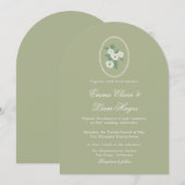 Sage Green Arch Chinoiserie Wedding Invitation Kaart (Voorkant / Achterkant)