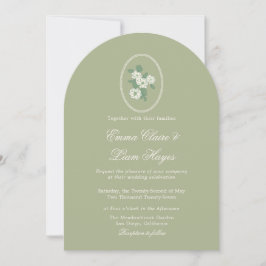 Sage Green Arch Chinoiserie Wedding Invitation Kaart