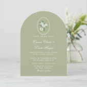 Sage Green Arch Chinoiserie Wedding Invitation Kaart (Staand voorkant)