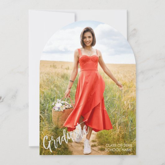 Sage Green Arch Foto Afstudeerder Party Kaart (Achterkant)