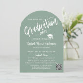 Sage Green Arch Foto Afstudeerder Party Kaart (Staand voorkant)