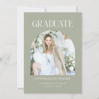 Sage Green Arch Foto Afstuderen Aankondiging Kaart